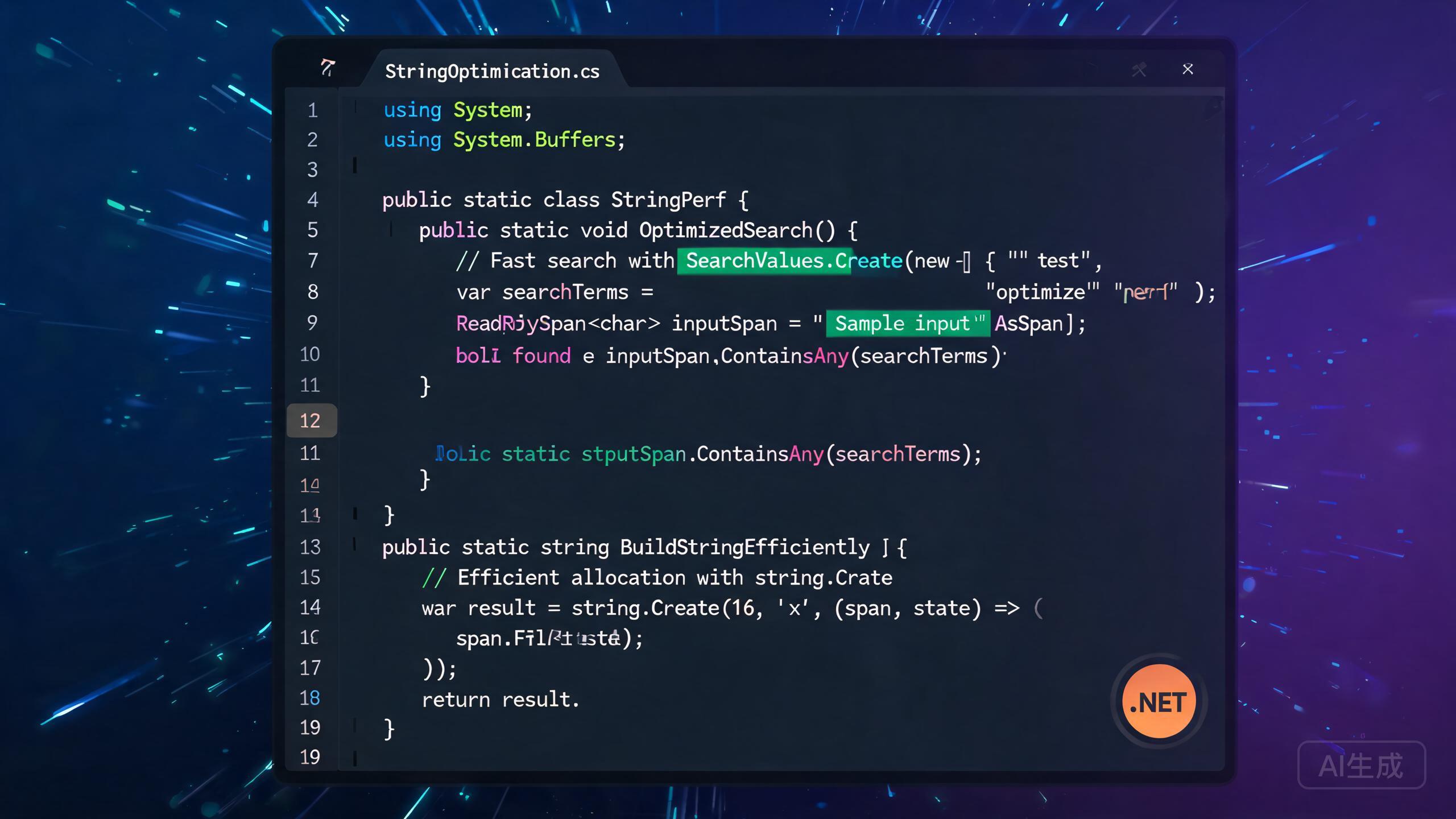 .NET 8 高性能字符串处理实战：SearchValues + ReadOnlySpan + string.Create 零分配清洗与快速验证