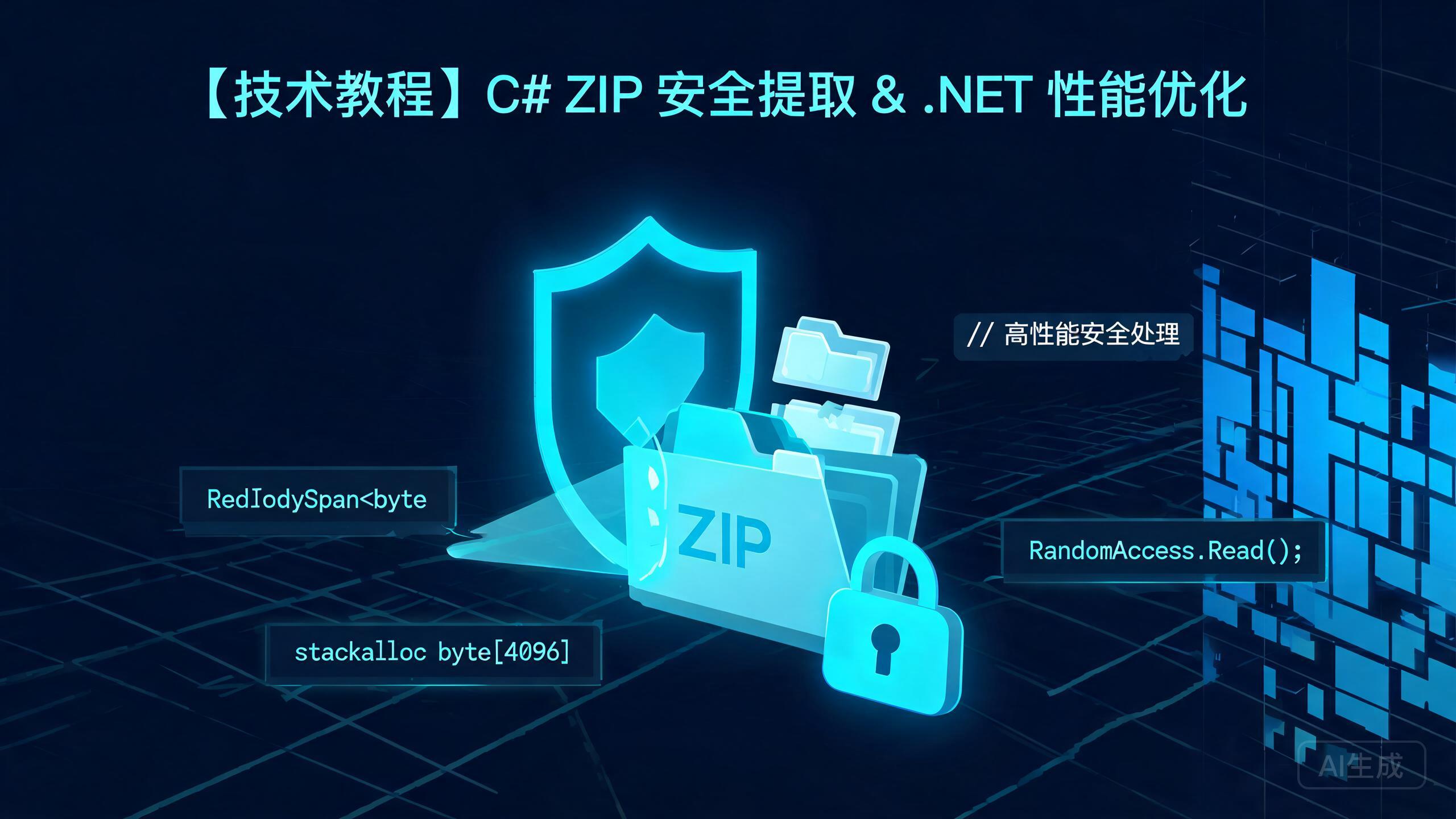 C# ZIP 解压安全实战：从 Zip Slip 攻击防御到 Span/stackalloc 现代性能优化