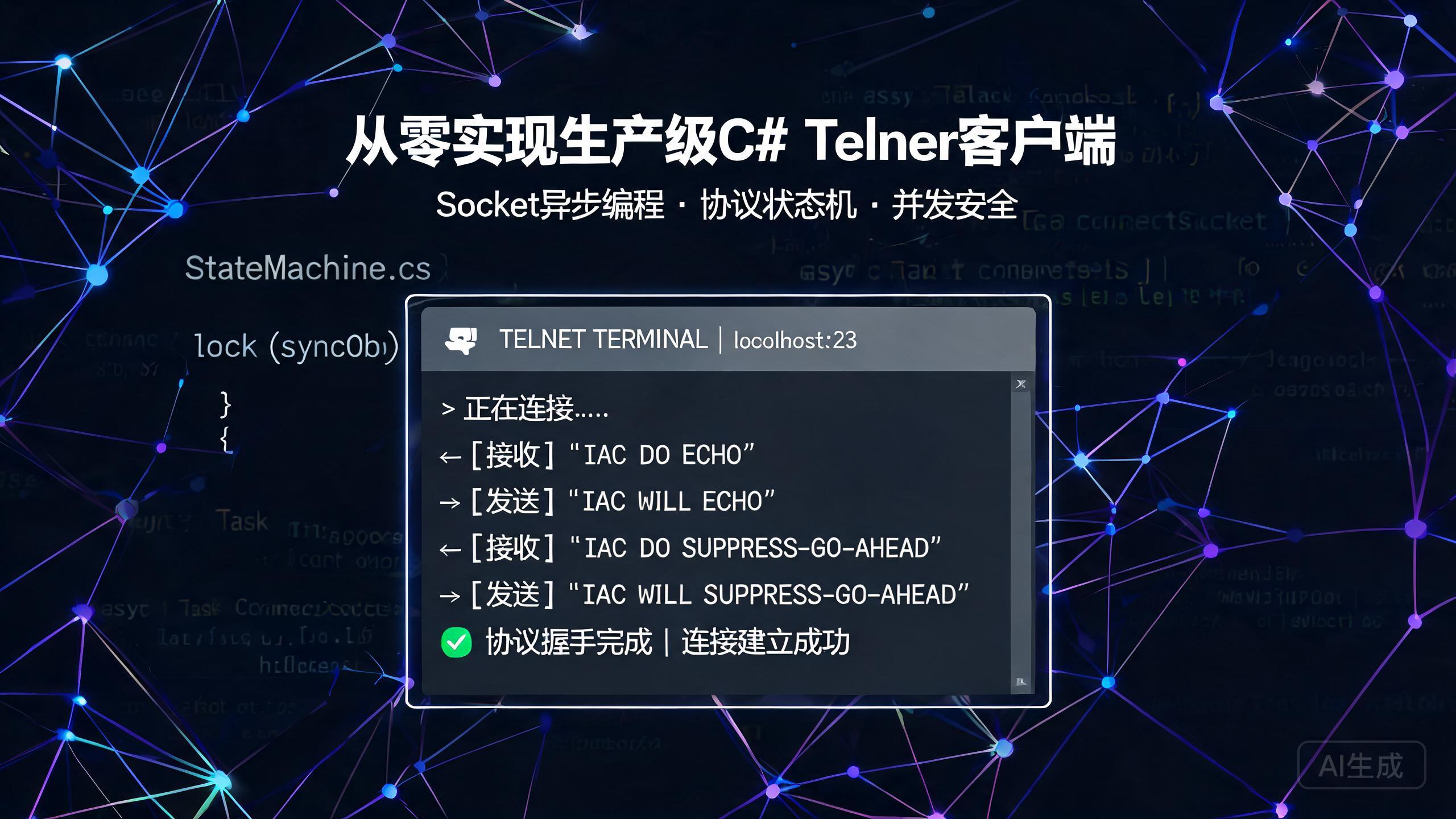 从零实现生产级 Telnet 客户端：Socket 异步编程 + 协议状态机 + 并发安全实战