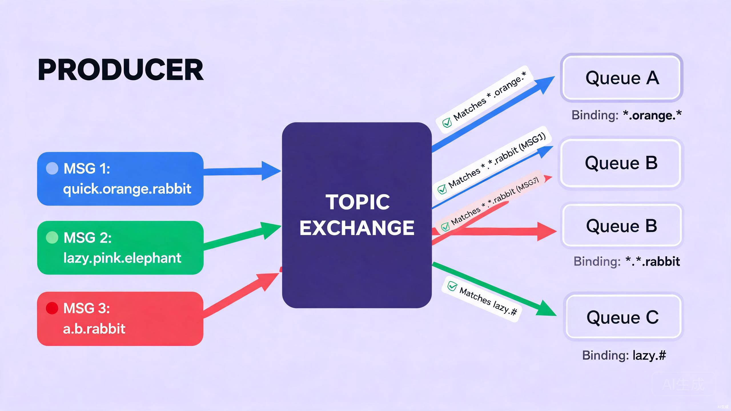 Topic Exchange 通配符匹配示意